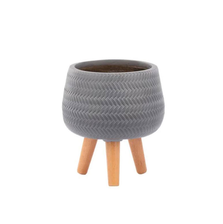 Napco, Taupe Woven Tripod Planter