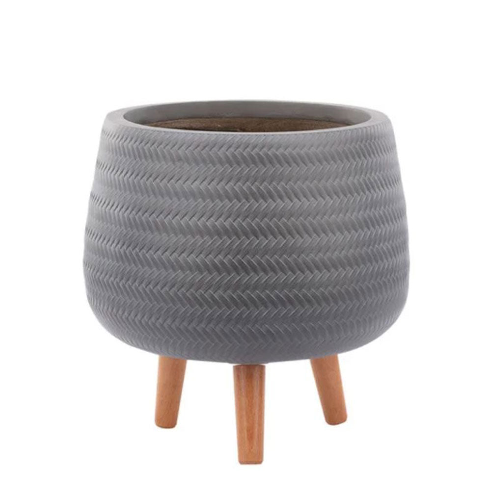 Napco, Taupe Woven Tripod Planter