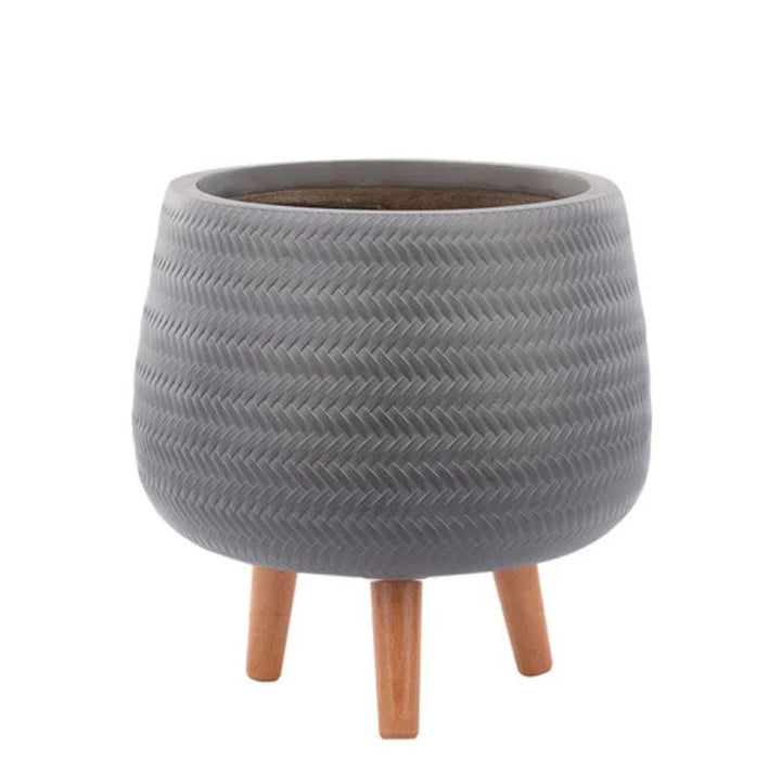 Napco, Taupe Woven Tripod Planter