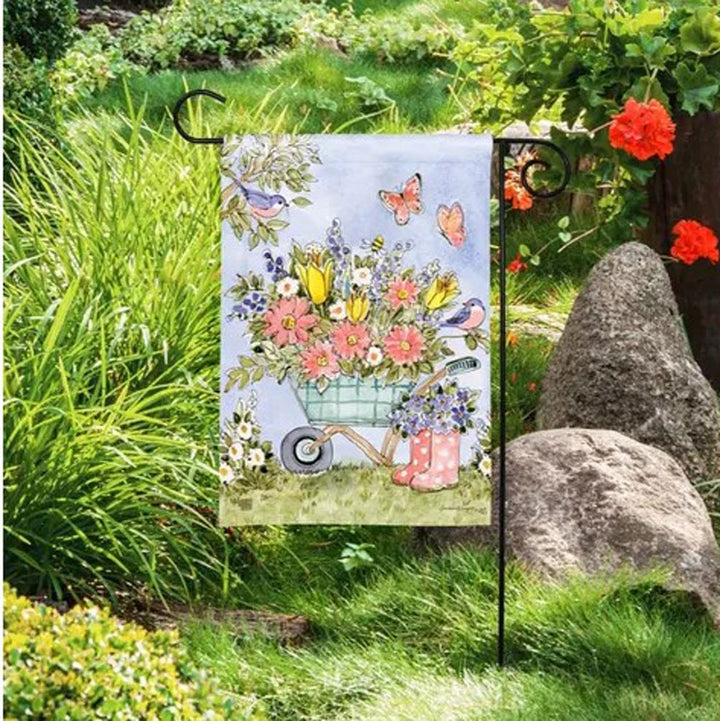 Studio M, Flower Cart Garden Flag