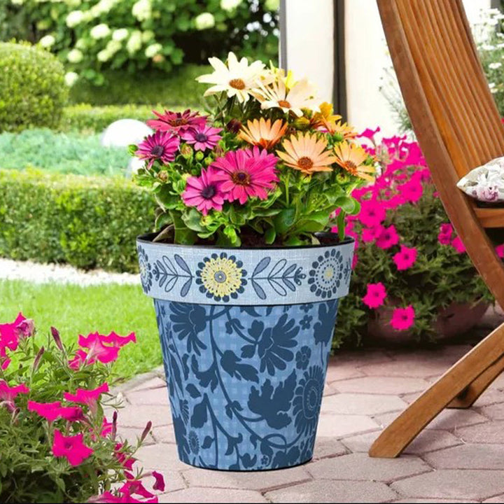 Studio M, Sunflower Bee Blue Art Planter, 15"