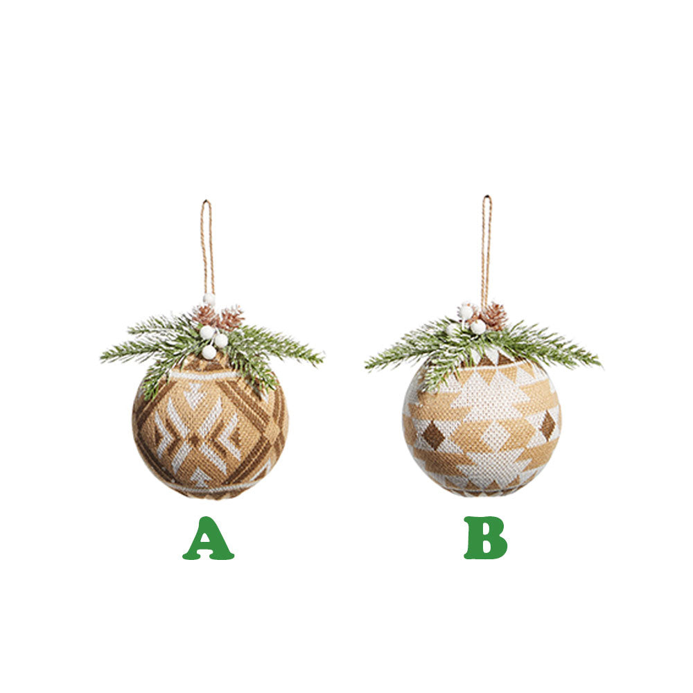 Raz Imports, Geometric Knit Ball Ornament, Assorted and Sold Separately