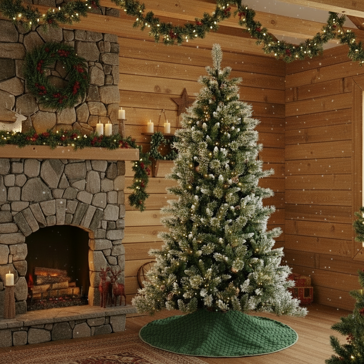 Direct Export, 7.5' Slim Mix Snow Pine w/ Cones, Clear