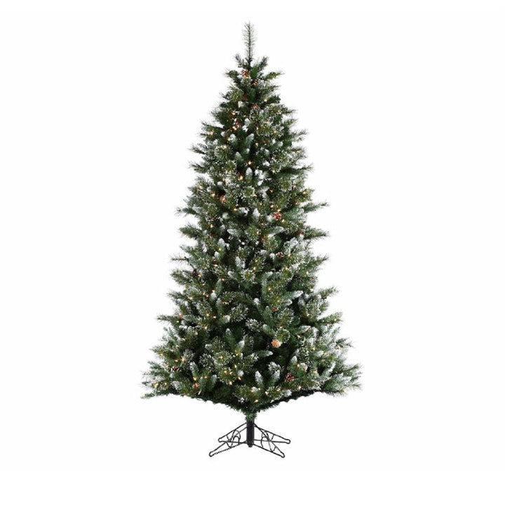 Direct Export, 9' Slim Mix Snow Pine w/Cones, Clear