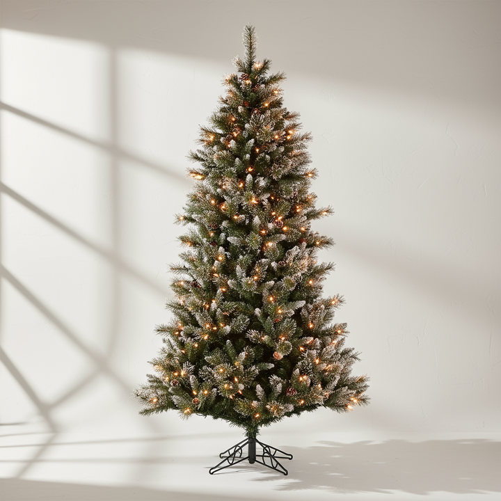 Direct Export, 9' Mixed Snow Pine Tree, Clear