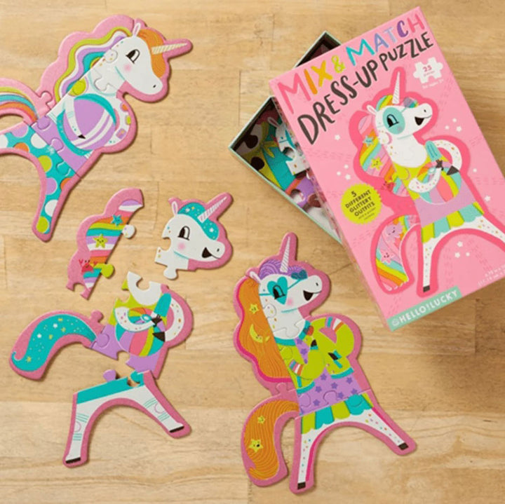 CR Gibson, Hello Lucky Dress Up Unicorn Shaped Puzzle
