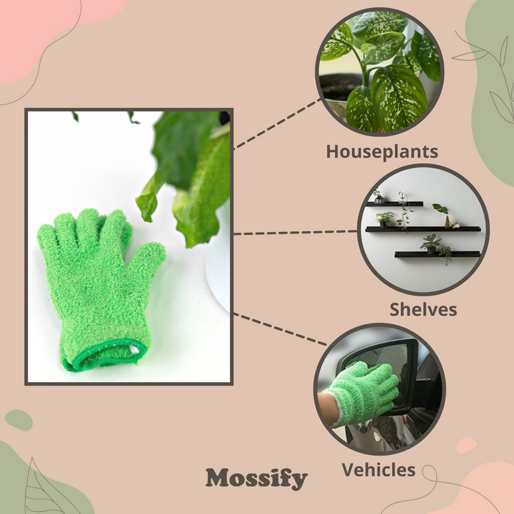 Mossify, Leaf Shining Microfiber Gloves, 1 Pair