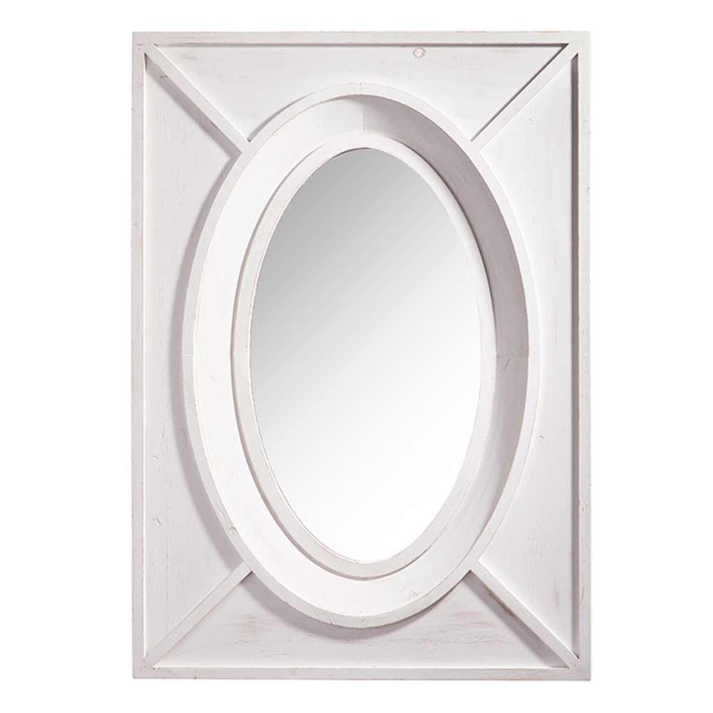 Raz, Rectangle White Wooden Mirror, 42"