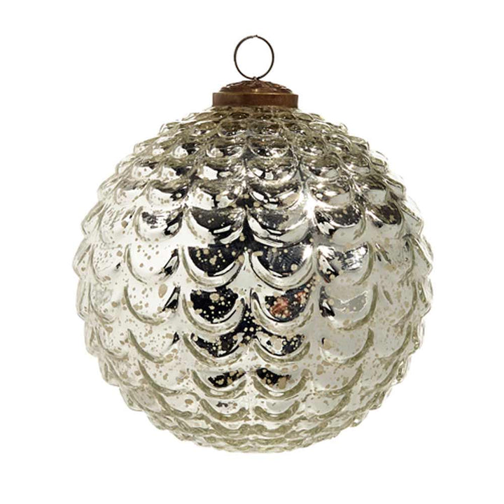 RAZ, Silver Scalloped Ball Ornament, Various Sizes
