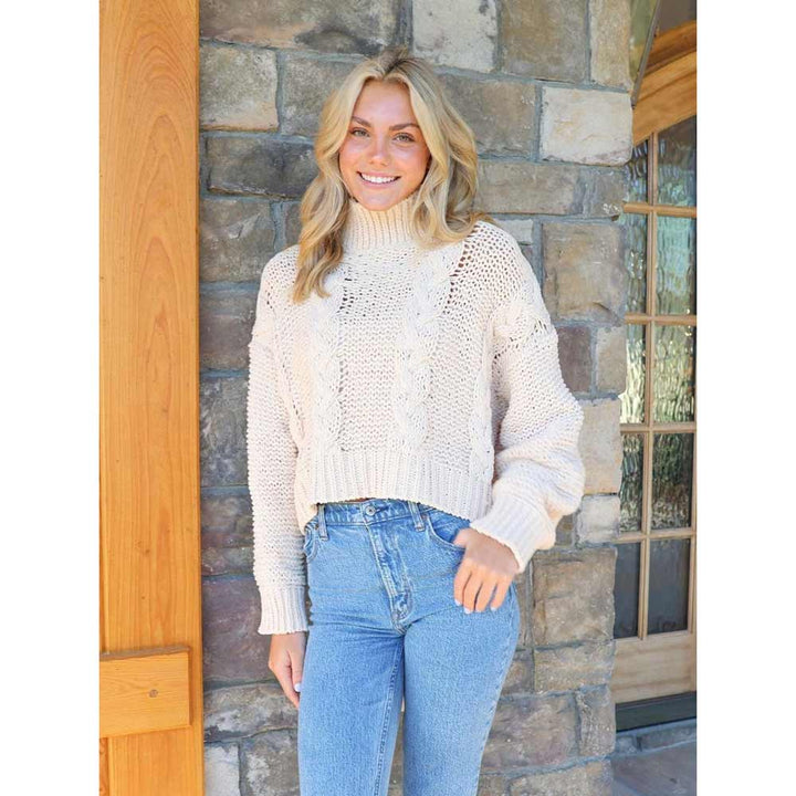 Simply Southern, Braided Sweater, Parch