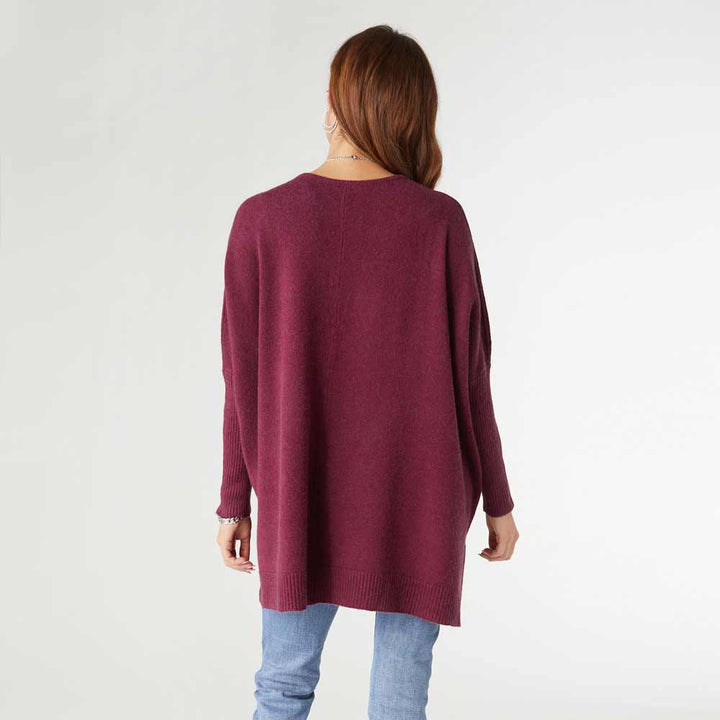 Coco+Carmen, Relaxed Cable Knit Sweater, Beaujolais