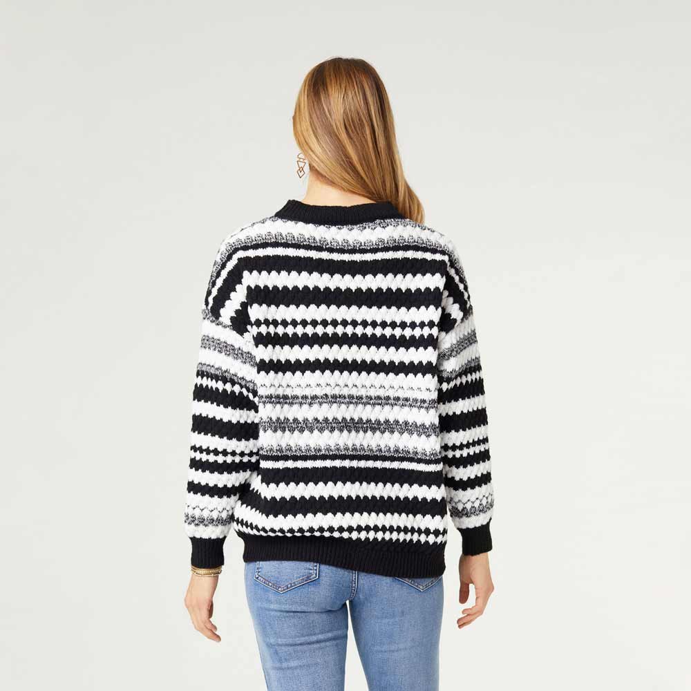 Coco+Carmen, Texture Stripe Sweater, Black & White