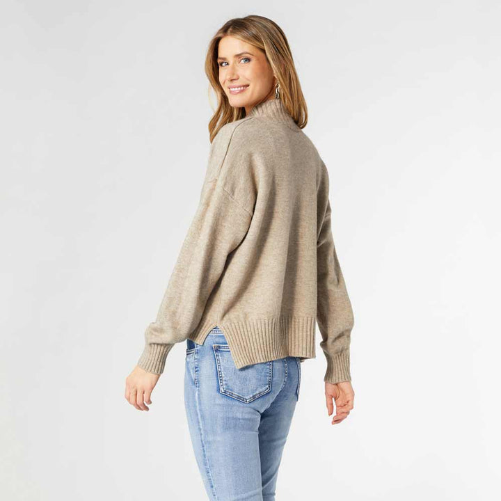 Coco+Carmen, Soft Mock Neck Sweater, Taupe