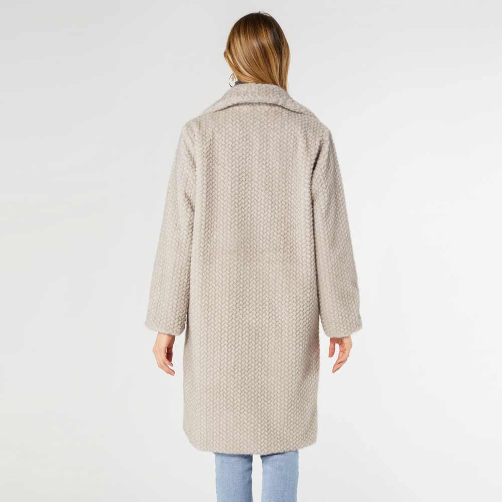 Coco+Carmen, Textured Faux Fur Coat, Cement