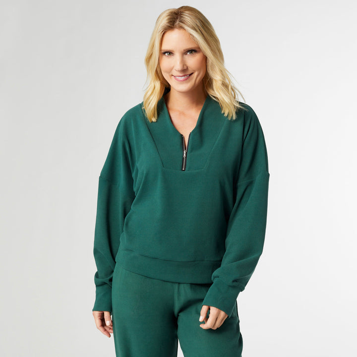 Coco+Carmen, Smooth Zip Pullover, Evergreen