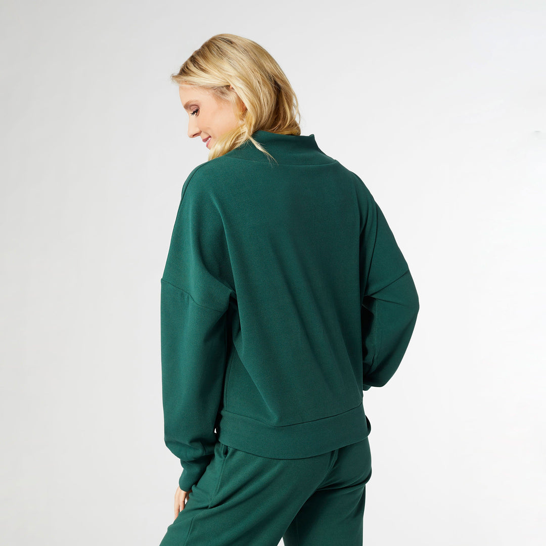 Coco+Carmen, Smooth Zip Pullover, Evergreen