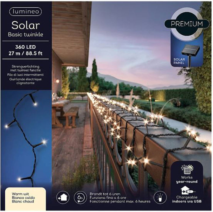 Lumineo, 360L LED Solar Twinkle Lights, Warm White, 88.5 ft.