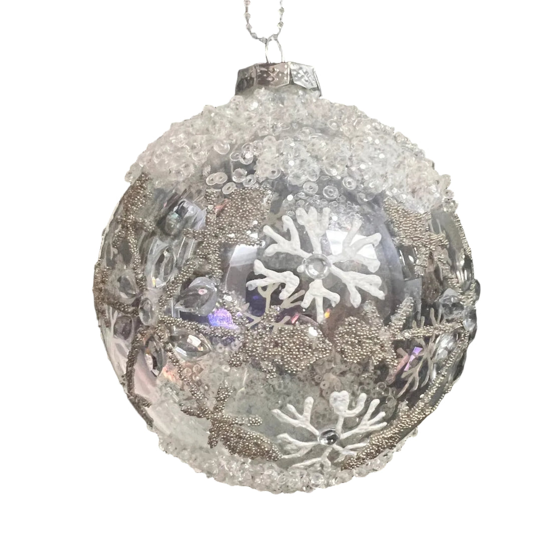 Decorative Christmas ball ornament with snowflake designs 