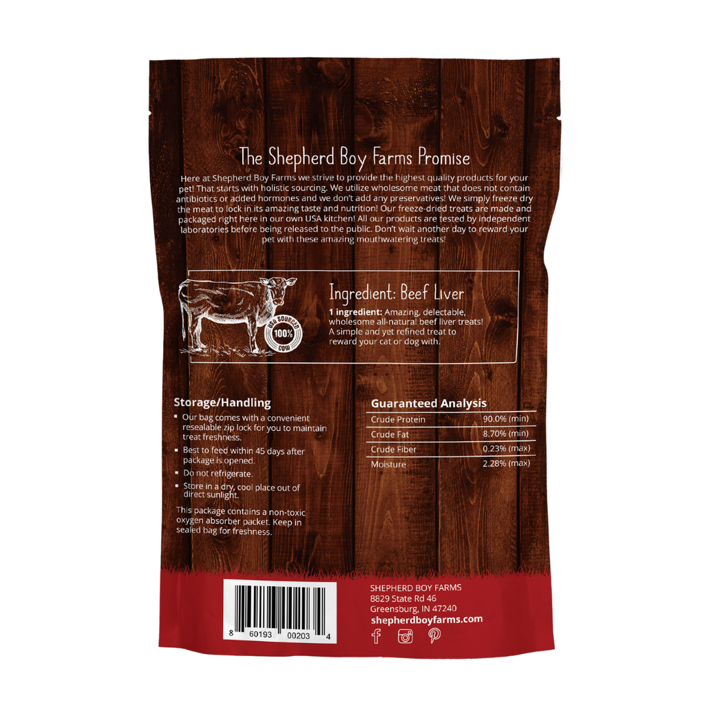 Shepherd Boy Freeze Dried Beef Liver, 3 oz.