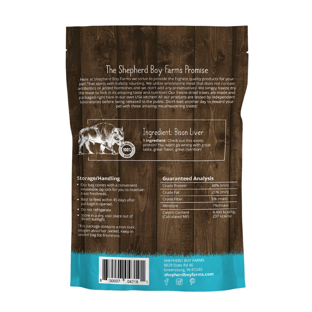 Shepherd Boy Freeze Dried Bison Liver, 3oz.
