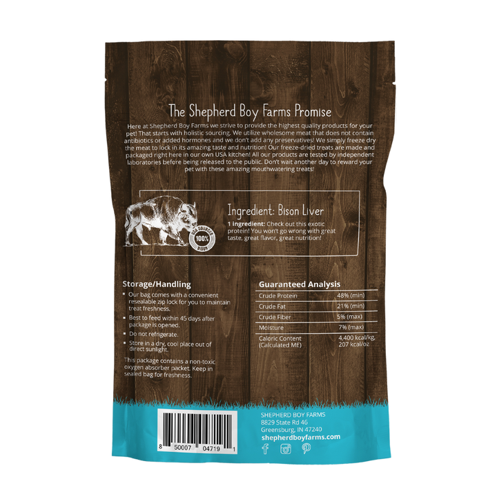 Shepherd Boy Freeze Dried Bison Liver, 3oz.