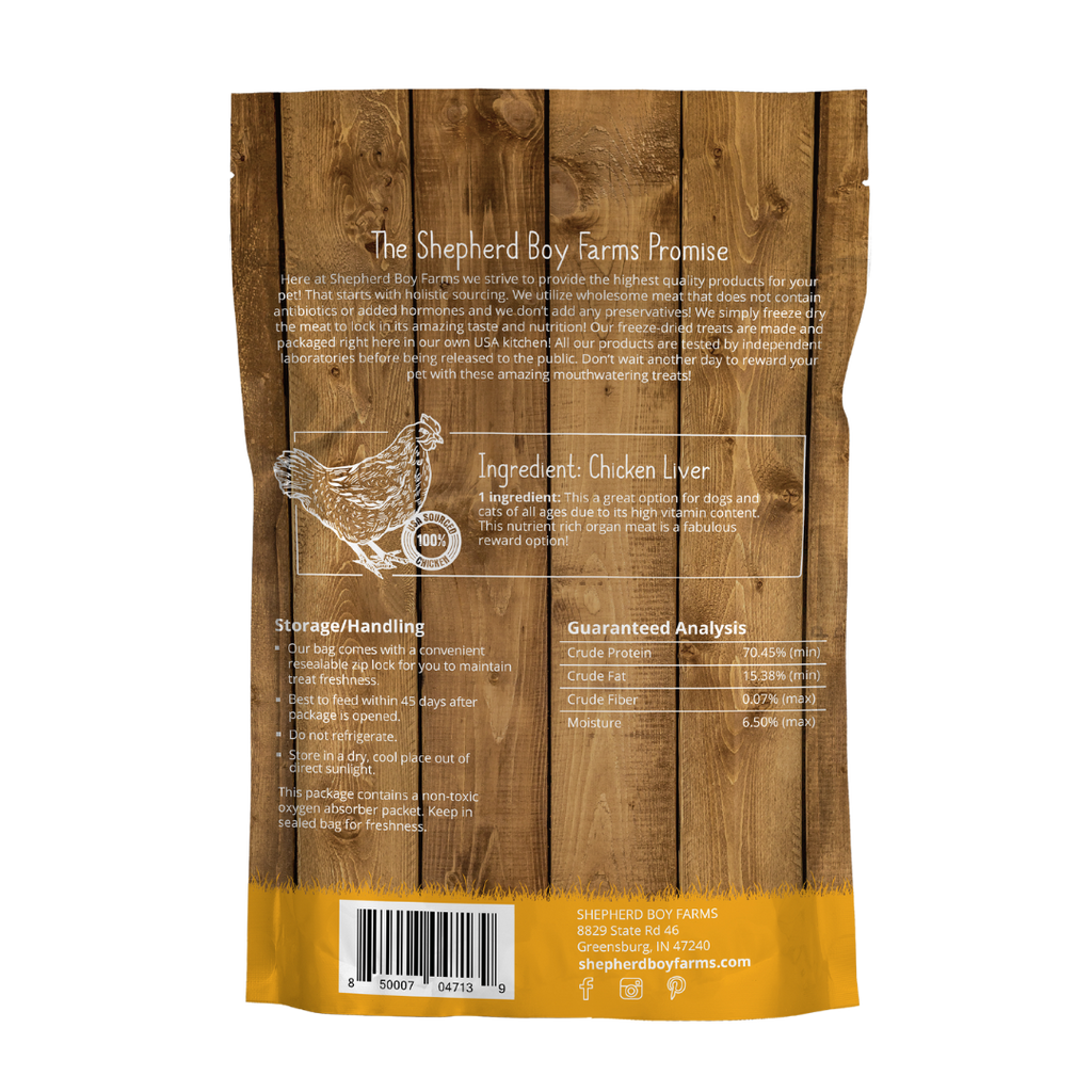 Shepherd Boy Freeze Dried Chicken Liver, 3oz.