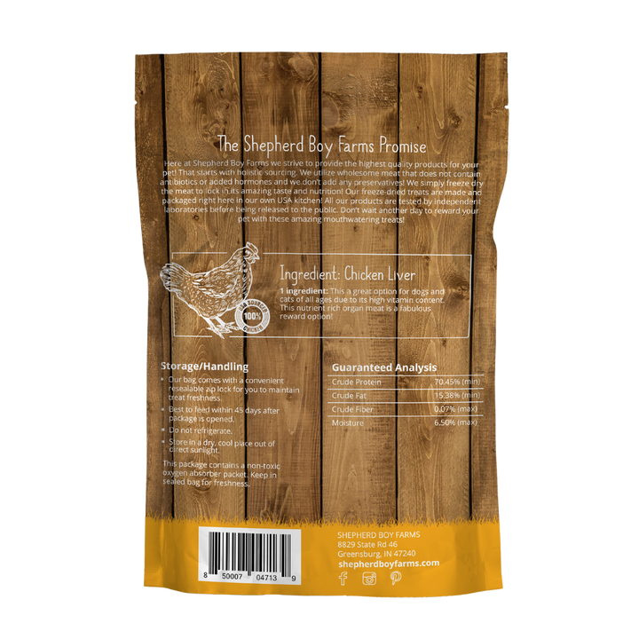Shepherd Boy Freeze Dried Chicken Liver, 3oz.