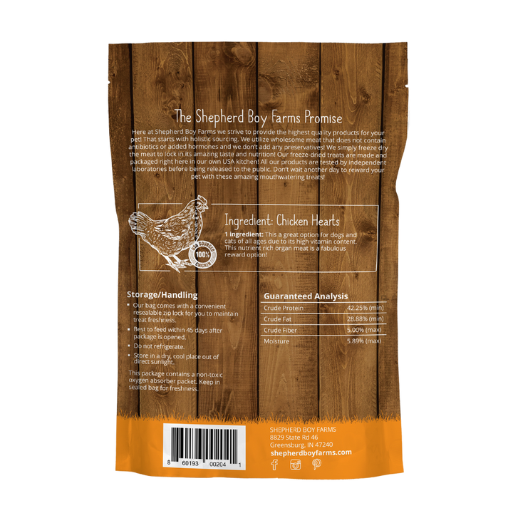 Shepherd Boy Freeze Dried Chicken Heart, 3oz.