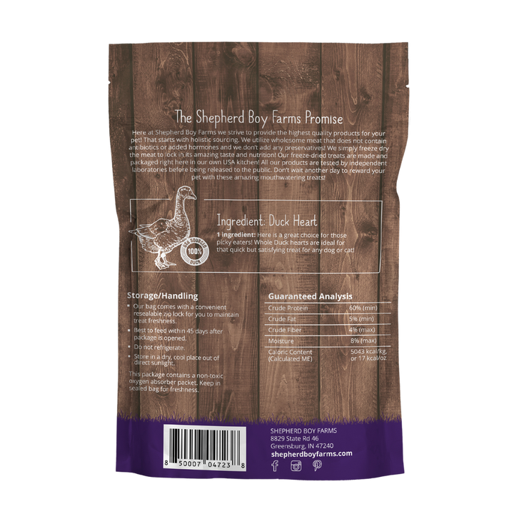 Shepherd Boy Freeze Dried Duck Heart, 3oz.