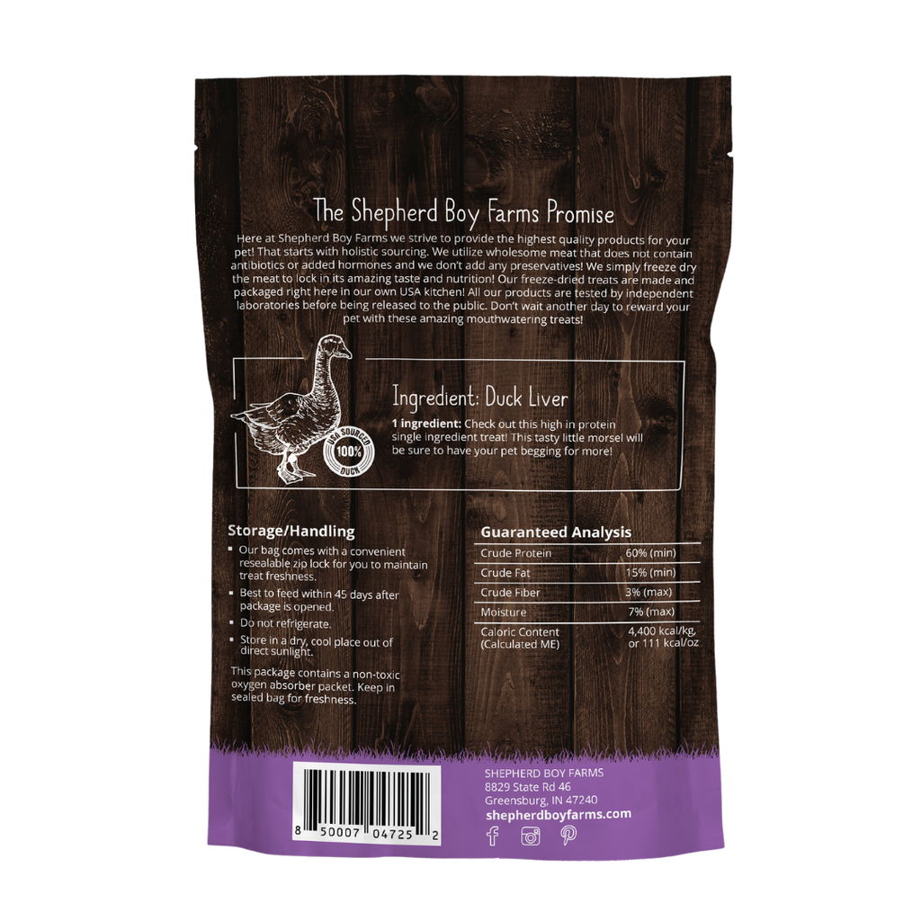 Shepherd Boy Freeze Dried Duck Liver, 3oz.