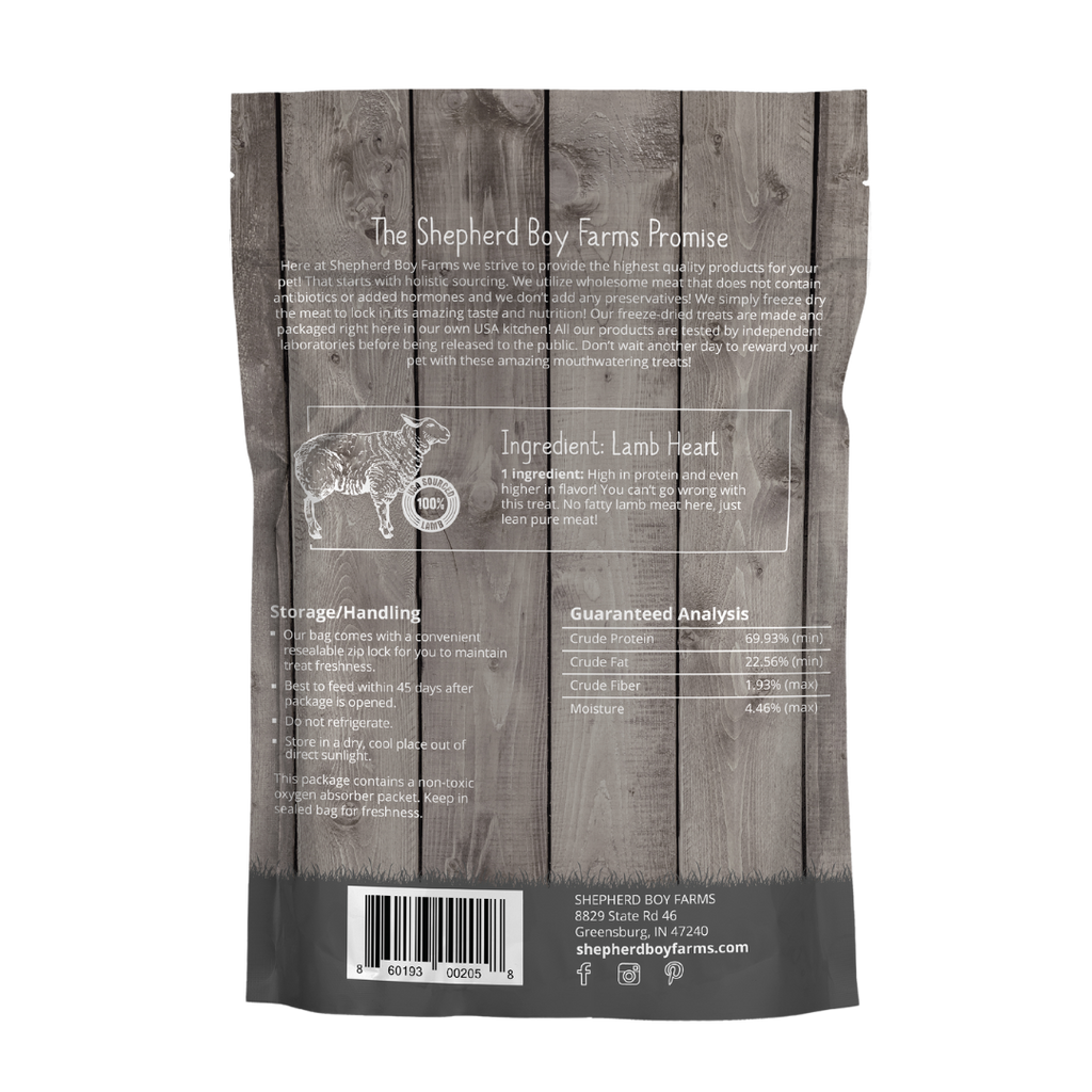 Shepherd Boy Freeze Dried Lamb Heart, 3oz.