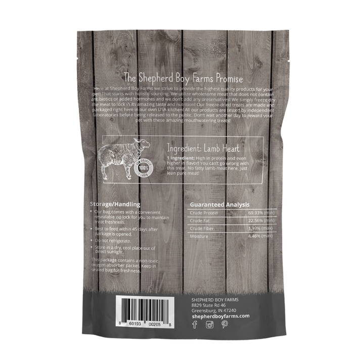 Shepherd Boy Freeze Dried Lamb Heart, 3oz.