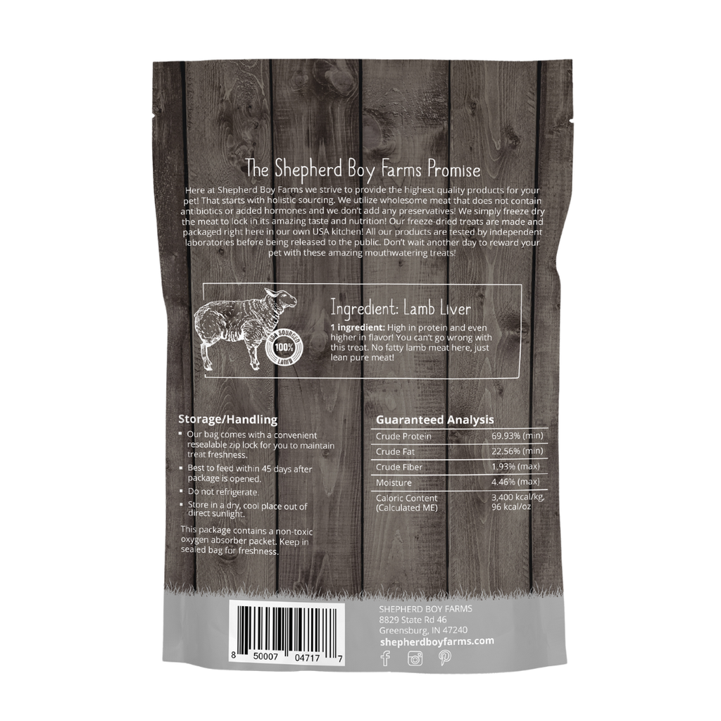 Shepherd Boy Freeze Dried Lamb Liver, 3oz.
