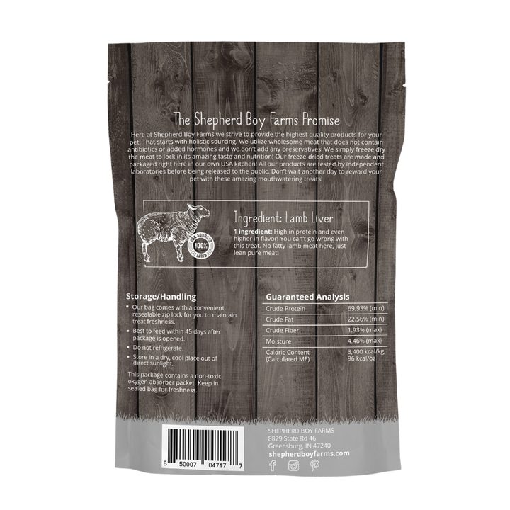 Shepherd Boy Freeze Dried Lamb Liver, 3oz.
