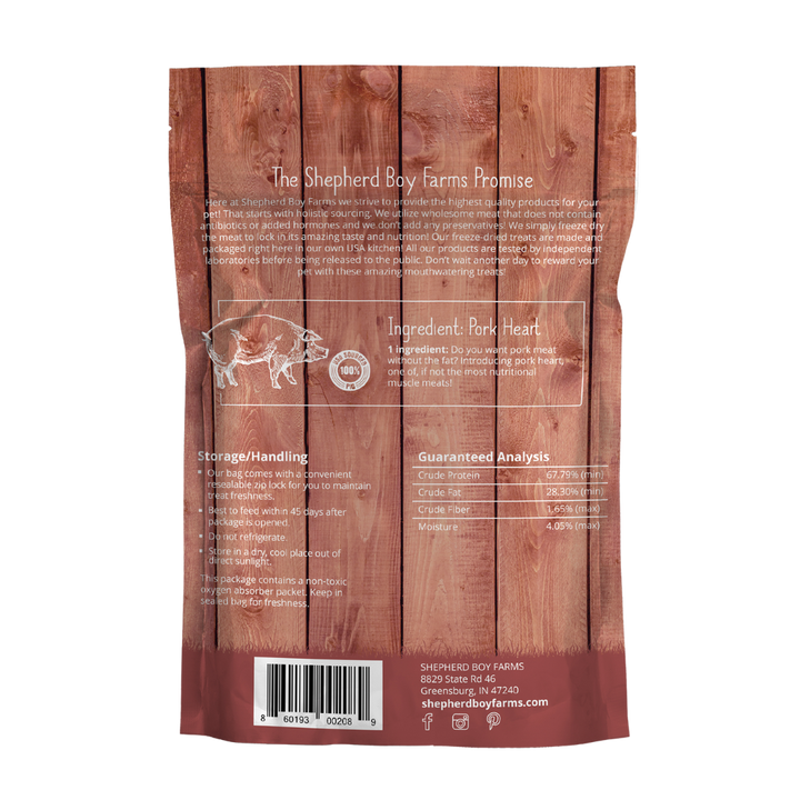 Shepherd Boy Freeze Dried Pork Heart, 3oz.
