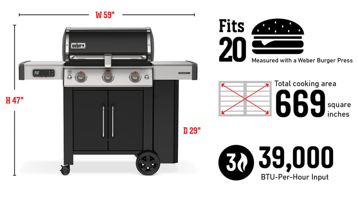 Weber Genesis II EX-315 Smart LP Grill, Black