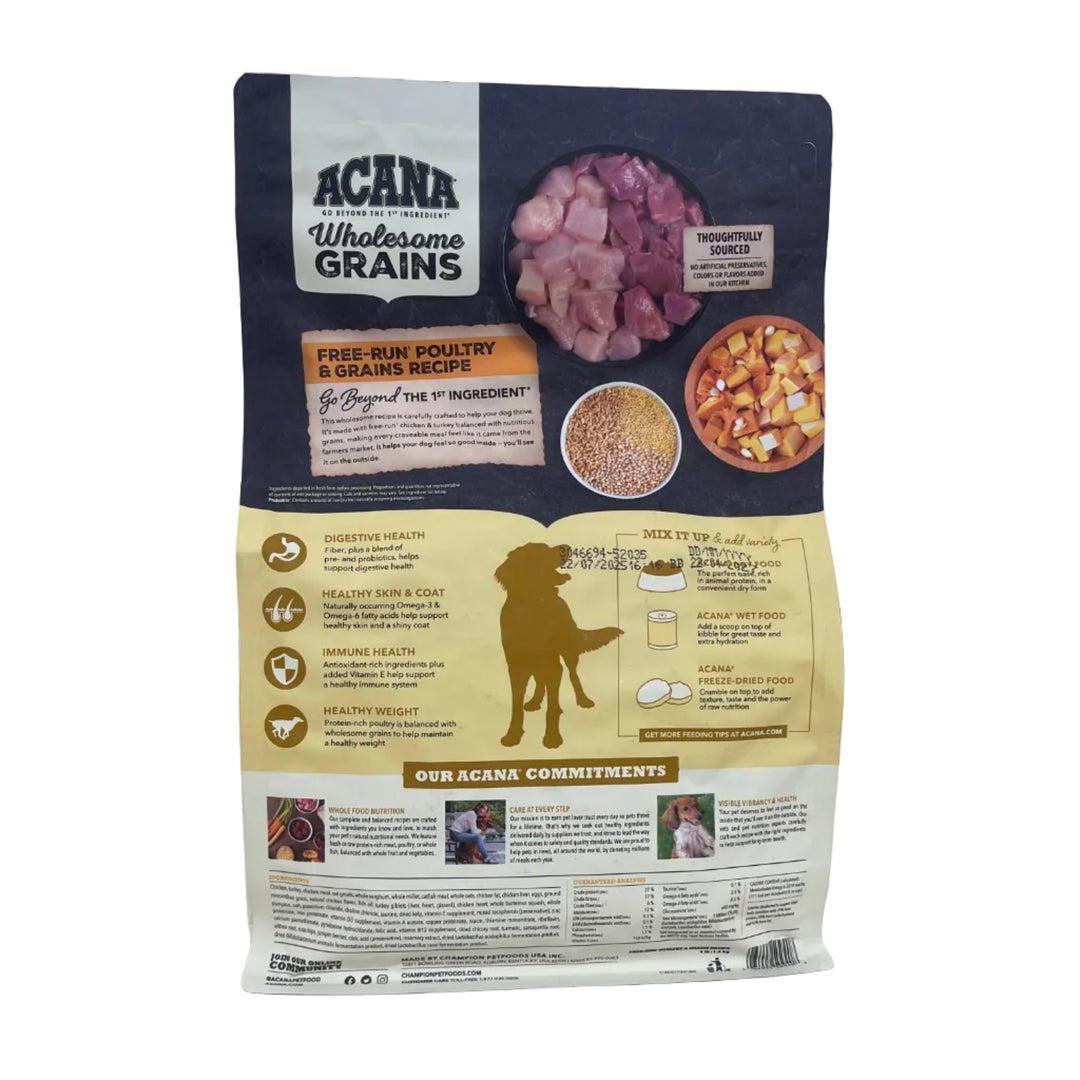 Acana Wholesome Grains Free-Run Poultry & Grains Recipe Dog Food, 4lb