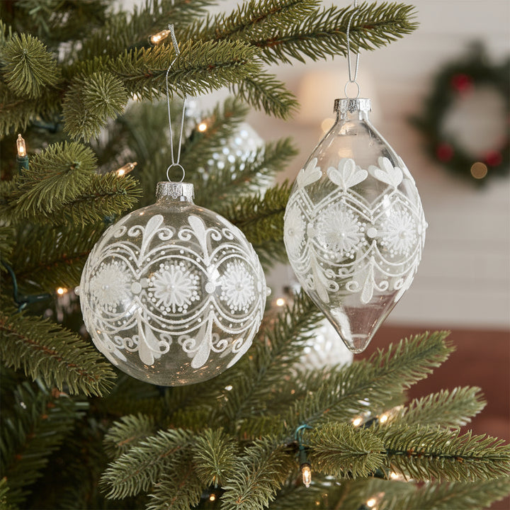 4" Clear Frosted Ornament - Assorted & Sold Separately