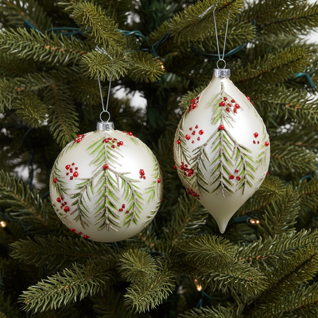 5" Berry and Pine Pattern Ornament - Assorted & Sold Separately