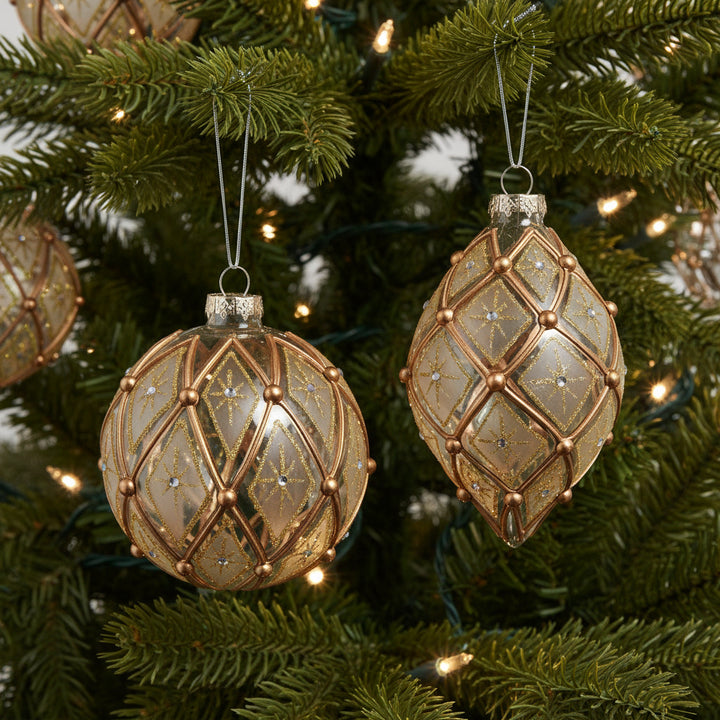 4" White and Gold Deco Ornament - Assorted & Sold Separately