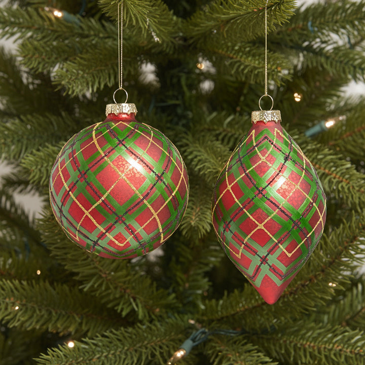 4" Red Green Plaid Ornament - Assorted & Sold Separately