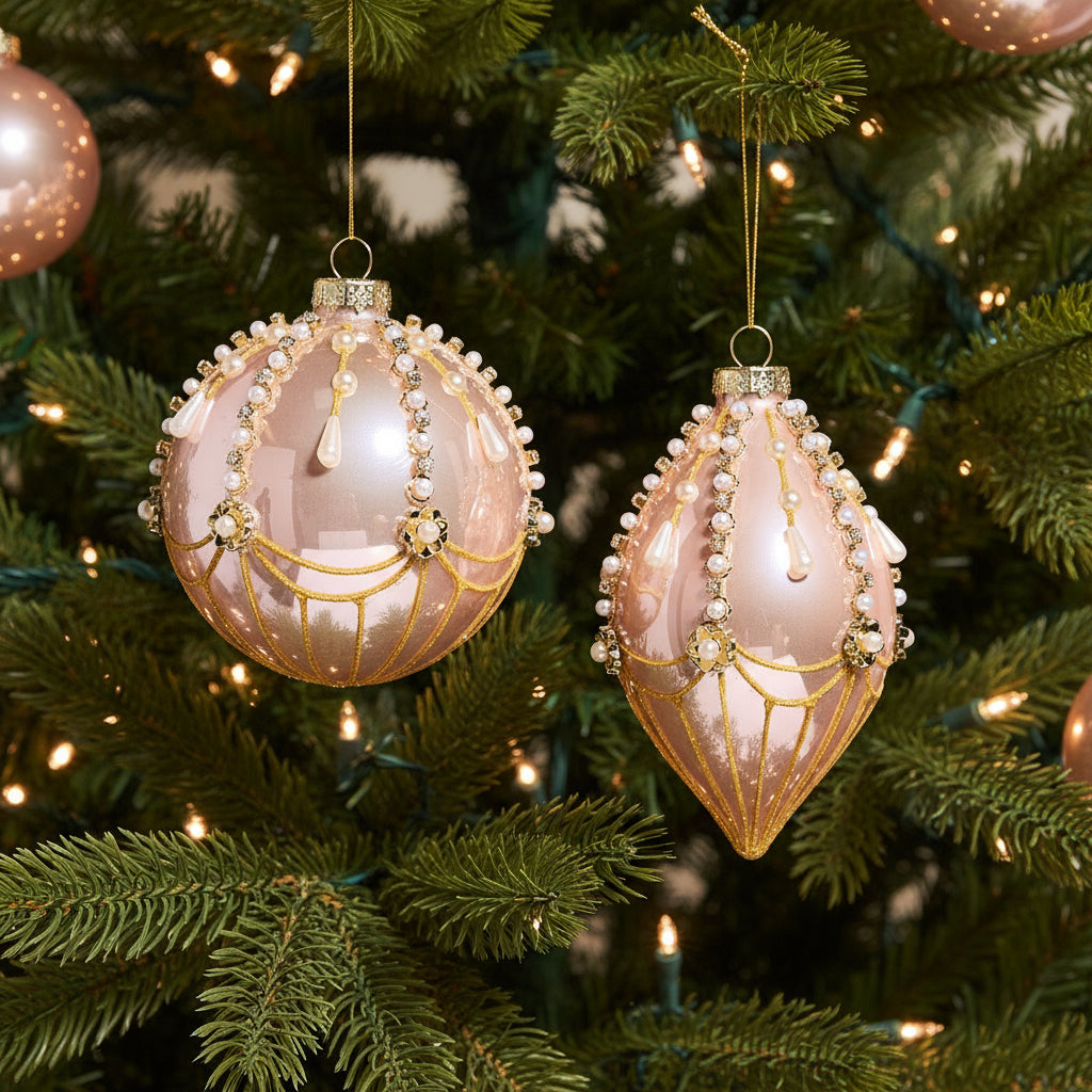 4.5" Pink and Pearl Fairground Ornament - Assorted & Sold Separately