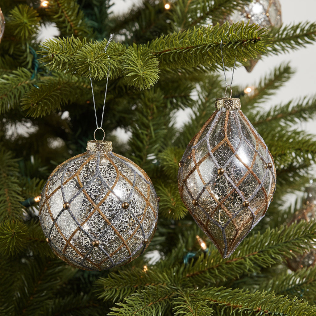 4" Silver Gold Ornament - Assorted & Sold Separately