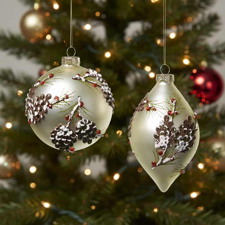 4" Pinecone Embellished Champagne Ornament - Assorted & Sold Separately