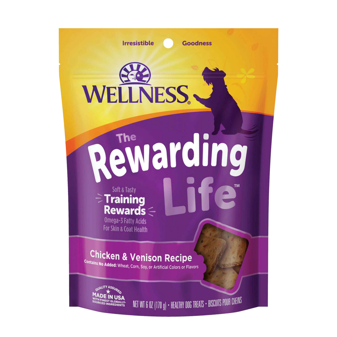 Wellness WellBites Chicken and Venison Recipe Soft Natural Dog Treats, 8-Ounce Bag