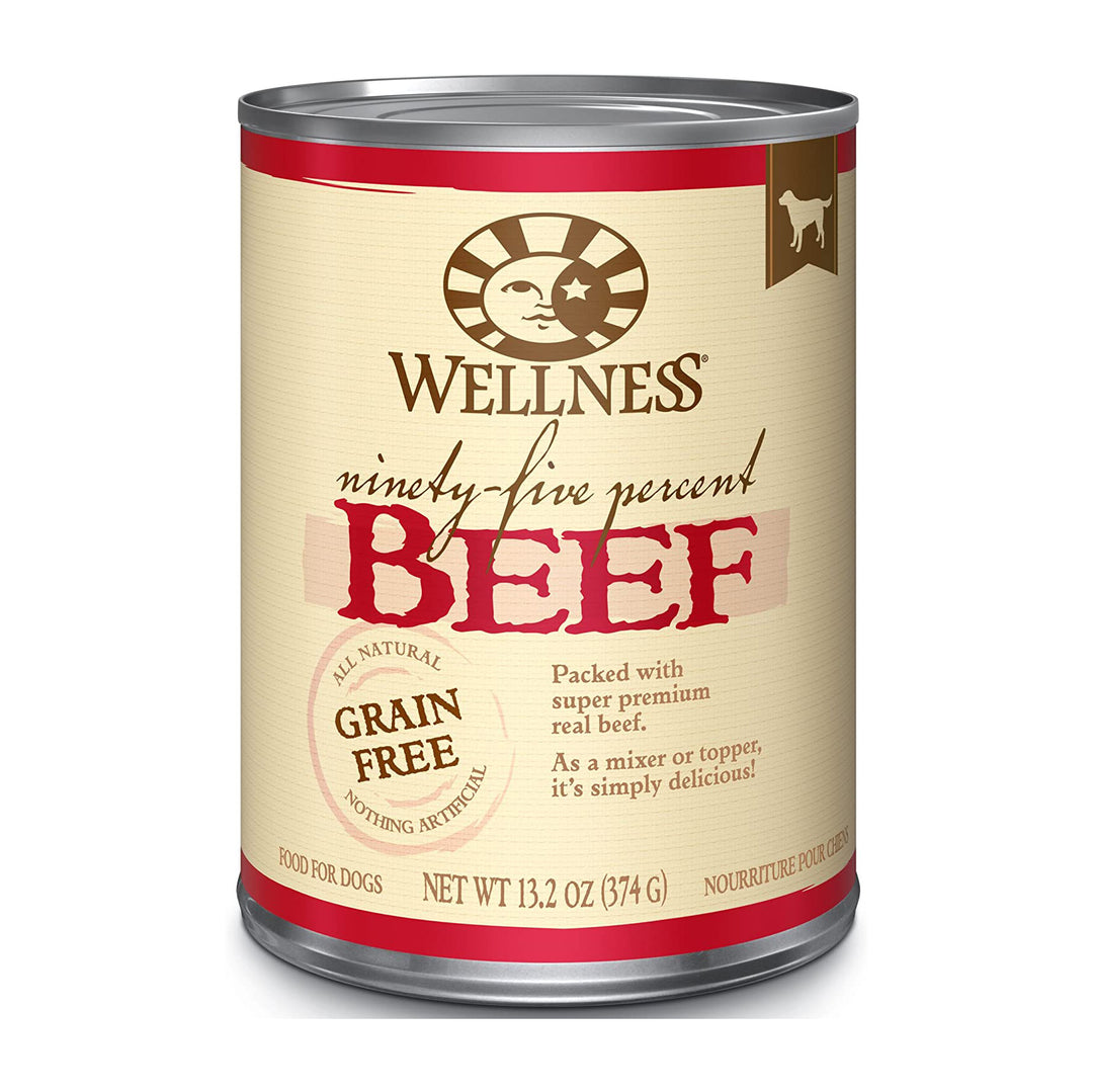 Wellness, 95 Percent Beef Grain-Free Recipe, Canned Dog Food, 13 oz