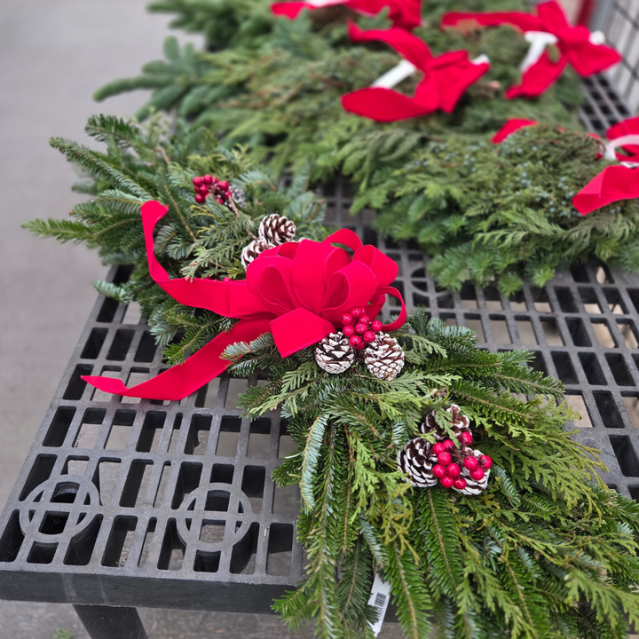 Premium Decorated Window/Mantle Swag, Fresh Greenery Arrangement