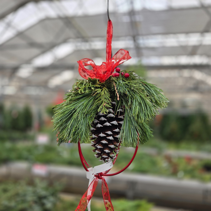 Pinecone Kissing Ball, 12" Fresh Greenery Hanging Décor