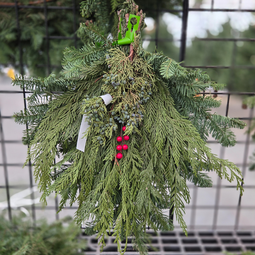 Classic Swag with Berries, Fresh Cut Greenery Arrangement