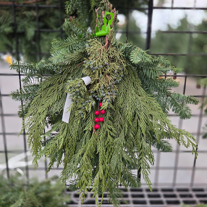 Classic Swag with Berries, Fresh Cut Greenery Arrangement